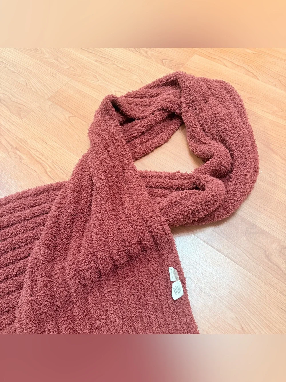 Altar'd State Oversized Plush Knit Scarf in Warm Rust